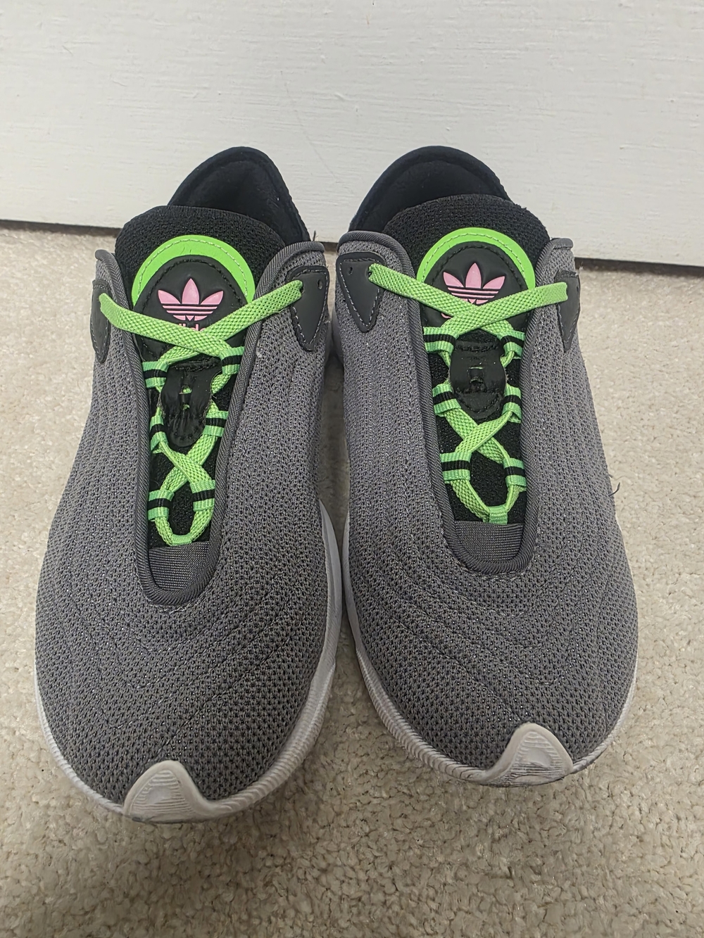 Adidas Kids Gray & Green Slip-On Athletic Shoes